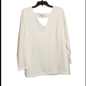 1.state off white, long sleeve blouse size large.